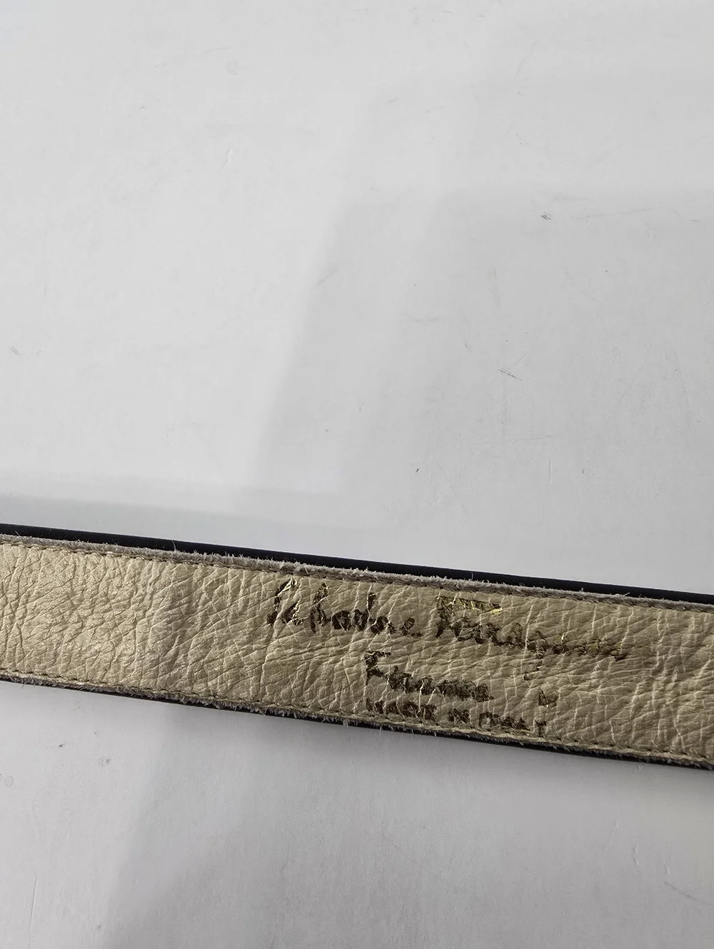 Salvatore Ferragamo Vintage Blue Black Goldtone Leather Belt Size Large Neutral